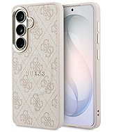 Guess PU Leather 4G Strass Logo Gold Frame Magnetic Back Cover for Samsung Galaxy S26 Pink - Phone Cover