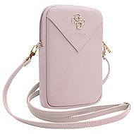 Guess PU Grained 4G Metal Logo Phone Bag with Zipper Pink - Phone Case