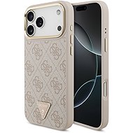 Guess PU Leather 4G Strass Triangle Logo Gold Frame MagSafe Back Cover for iPhone 18 Pro Max Pink - Phone Cover