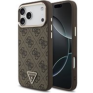 Guess PU Leather 4G Strass Triangle Logo Gold Frame MagSafe Backcover für iPhone 18 Pro Max Brown - Handyhülle