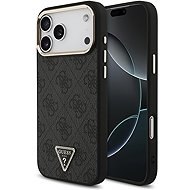 Guess PU Leather 4G Strass Triangle Logo Gold Frame MagSafe Case for iPhone 18 Pro Max Black - Phone Cover