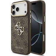 Guess PU Leather 4G Metal Logo Gold Frame Back Cover for iPhone 18 Pro Max Brown - Phone Cover