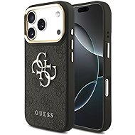 Guess PU Leather 4G Metal Logo Gold Frame Back Cover for iPhone 18 Pro Black - Phone Cover