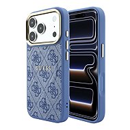 Guess PU Leather 4G Gold Frame Embossed MagSafe pro iPhone 18 Pro Blue - Protective Case