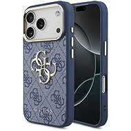 Guess PU Leather 4G Metal Logo Gold Frame pro iPhone 18 Pro Blue - Protective Case