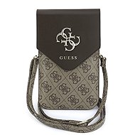 Guess PU Leather+Grained 4G Metal Logo phone bag brown - Phone Case