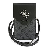 Guess PU Leather+Grained 4G Metal Logo phone bag black - Phone Case