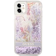Guess Liquid Glitter Flower Cover für Apple iPhone 11 Purple - Handyhülle