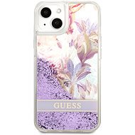 Guess Liquid Glitter Flower Cover für Apple iPhone 13 Purple - Handyhülle