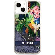 Guess Liquid Glitter Flower kryt pre Apple iPhone 13 mini Blue - Kryt na mobil