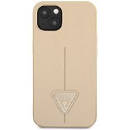 Guess PU Saffiano Triangle borító Apple iPhone 13 mini-hez, Bézs - Telefon tok