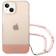 Guess PC/TPU Camera Outline Translucent Back Cover with Strap for iPhone 14 Plus Pink - Phone Cover