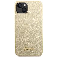 Guess PC/TPU Glitter Flakes Metal Logo Back Cover für iPhone 14 Plus Gold - Handyhülle