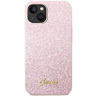 Guess PC/TPU Glitter Flakes Metal Logo Back Cover for iPhone 14 Pink - Phone Cover