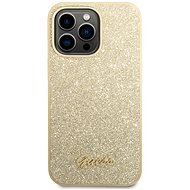 Guess PC/TPU Glitter Flakes Metal Logo Backcover für iPhone 14 Pro Max Gold - Handyhülle