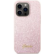 Guess PC/TPU Glitter Flakes Metal Logo Zadný Kryt pre iPhone 14 Pro Max Pink - Kryt na mobil