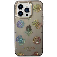 Guess PC/TPU Peony Glitter Back Cover for iPhone 14 Pro Black - Phone Cover