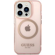 Guess Translucent MagSafe kompatibles Back Cover für iPhone 14 Pro Max Pink - Handyhülle