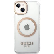 Guess Transparent MagSafe Compatible Back Cover for iPhone 14 Gold - Phone Cover