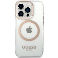 Guess Transparent MagSafe Compatible Back Cover for iPhone 14 Pro Gold - Phone Cover