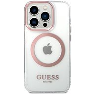 Guess Transparent MagSafe kompatibles Back Cover für iPhone 14 Pro Max Pink - Handyhülle