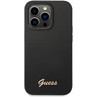 Guess Liquid Silicone Metall Logo Back Cover für iPhone 14 Pro Schwarz - Handyhülle