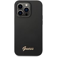 Guess Liquid Silicone Metall Logo Back Cover für iPhone 14 Pro Max Schwarz - Handyhülle