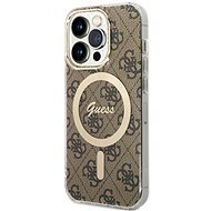Guess 4G IML MagSafe Kompatibilní Zadní Kryt pro iPhone 14 Pro Brown - Phone Cover