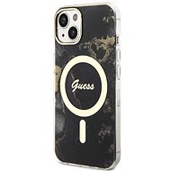 Guess Marble IML MagSafe kompatibles Back Cover für iPhone 13 schwarz - Handyhülle