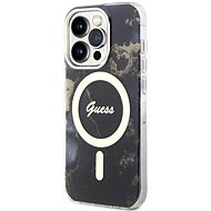 Guess Marble IML MagSafe kompatibles Back Cover für iPhone 13 Pro Black - Handyhülle