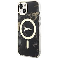 Guess Marble IML MagSafe kompatibles Back Cover für iPhone 14 Black - Handyhülle