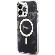 Guess Marble IML MagSafe kompatibles Back Cover für iPhone 14 Pro Max Black - Handyhülle