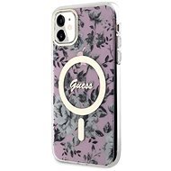 Guess PC/TPU Flowers IML MagSafe kompatibles Back Cover für iPhone 11 rosa - Handyhülle