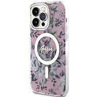 Guess PC/TPU Flowers IML MagSafe kompatibilis iPhone 13 Pro Max hátlap tok, rózsaszín - Telefon tok