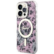 Guess PC/TPU Flowers IML MagSafe Kompatibilní Zadní Kryt pro iPhone 14 Pro Pink - Phone Cover