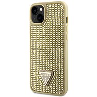 Guess Rhinestones Triangle Metal Logo Cover for iPhone 14 Gold - Phone Cover