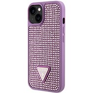 Guess Rhinestones Triangle Metal Logo Cover for iPhone 14 Purple - Phone Cover