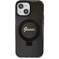 Guess IML Ring Stand Glitter iPhone 15 MagSafe fekete tok - Telefon tok