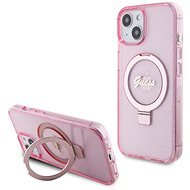 Guess IML Ring Stand Glitter MagSafe Back Cover für iPhone 15 Pro Max Pink - Handyhülle