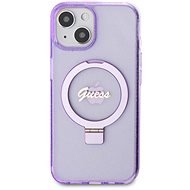 Guess IML Ring Stand Glitter MagSafe Zadní Kryt pro iPhone 15 Purple - Phone Cover