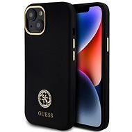 Guess Liquid Silicone 4G Strass Metal Logo Zadní Kryt pro iPhone 15 Black - Phone Cover