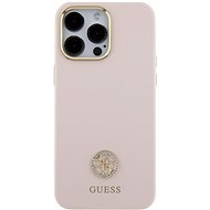 Guess Liquid Silicone 4G Strass Metal Logo Zadný Kryt pre iPhone 15 Pro Max Pink - Kryt na mobil
