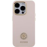 Guess Liquid Silicone 4G Strass Metal Logo Zadní Kryt pro iPhone 15 Pro Pink - Phone Cover