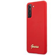 Guess Silicone Metal Logo Script Back Cover for Samsung Galaxy S21+ Red - Phone Cover