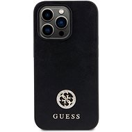 Guess PU 4G Strass Metal Logo Back Cover für iPhone 15 Pro Schwarz - Handyhülle