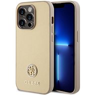 Guess PU 4G Strass Metal Logo Zadní Kryt pro iPhone 15 Pro Max Gold - Phone Cover