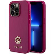 Guess PU 4G Strass Metal Logo Zadní Kryt pro iPhone 15 Pro Pink - Phone Cover