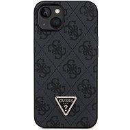 Guess PU 4G Strass Triangle Metal Logo Back Cover + Crossbody Armband für iPhone 15 Schwarz - Handyhülle