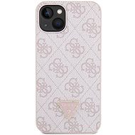 Guess PU 4G Strass Triangle Metal Logo Back Cover + Crossbody Strap for iPhone 15 Pink - Phone Cover