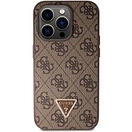 Guess PU 4G Strass Triangle Metal Logo Back Cover + Crossbody Strap for iPhone 15 Pro Brown - Phone Cover